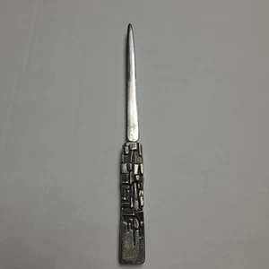 Antiguo cuchillo de escritorio vintage Art Deco peltre tono plata abrecartas antiguo - Imagen 1 de 6
