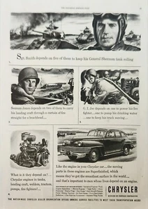 1944 Chrysler Dealer Car Vintage Ad General Sherman tank rolling - Imagen 1 de 1