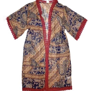 Großer Lularoe Chloe Paisley auf blau mit Spitzenborte Kimono/Abdeckung passt 18/22 - Bild 1 von 1