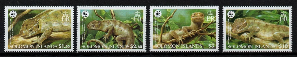 SOLOMON ISLANDS, SCOTT # 1035-1038, MNH SET - LIZARDS, WORLDLIFE FUND FOR NATURE - Image 1 of 1