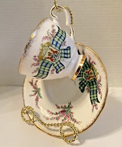 ROYAL STAFFORD BONE CHINA TARTAN SERIES GREEN CUP AND SAUCER " CAMPBELL" - Picture 1 of 8