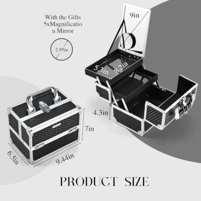 Joligrace Makeup Box Cosmetic Train Case Jewelry Organizer Box - 2 Trays Key... - Image 1 of 4