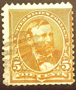 USA 1890 Scott #223 Stamp Ulysses S. Grant 5 cent  Chocolate Lot 349 - Picture 1 of 2