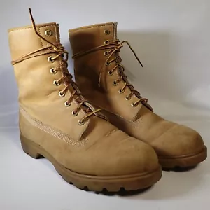 Vintage Timberland Combat Boots sz 9 Made In USA Wheat Brown - Picture 1 of 9