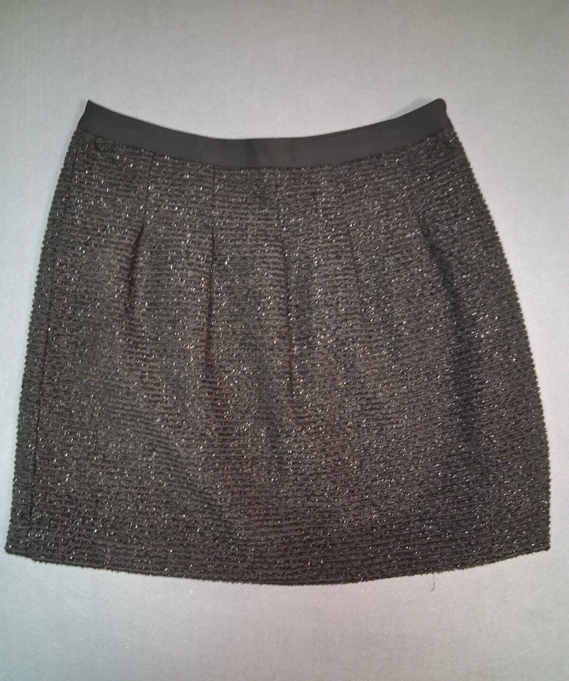 Falda Ann Taylor Loft Plisada Brillante Forrada Poliéster Negra Plateada Para Mujer Talla 6 Foto 1 de 4