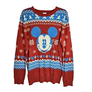 Disney Mens Holiday Christmas Sweater Mickey Mouse Size Large Nordic Ugly Party - Picture 1 of 8