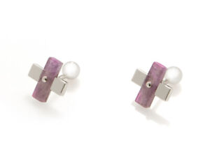 S.T. Dupont Amethyst and Stainless Steel Cufflinks Model: 005456