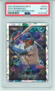 2022 Bowman's Best Baseball Julio Rodriguez UFO Atomic Refractor Rookie PSA 8