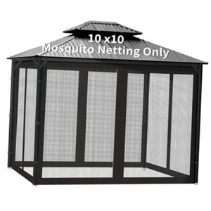 Gazebo Universal Replacement Mosquito Netting Outdoor Canopy 10' x 10' Black - Picture 1 of 7