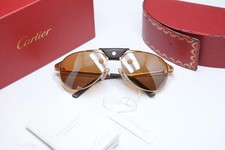 Cartier Authentic Women's SANTOS-DUMONT Sunglasses Gold X Black Used