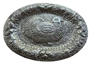 "Bandeja para servir pavo peltre en relieve Carson 18,5 X 13"" ovalada" - Imagen 1 de 7