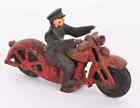 Vintage Hubley Cast Iron Red Motorcycle Rider Policeman Officer 4"