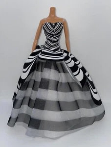 Barbie 65th Anniversary Blue Sapphire Model Muse Doll Outfit Dress B&W Ball Gown - Picture 1 of 6