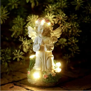 Prayer Kneeling Angel Garden Statue - Durable Solar Decor for Outdoor Serenity - Picture 1 of 10