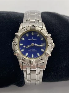 Peugeot Blue Face Diver Style Watch With Rotating Bezel And New Battery Nice! - Picture 1 of 11