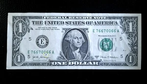 Ausgefallene Seriennummer - $ 1 Note-4 PAAR TRINARY - 3 AUFEINANDERFOLGENDE - 2017 A - E76670066A - Bild 1 von 3