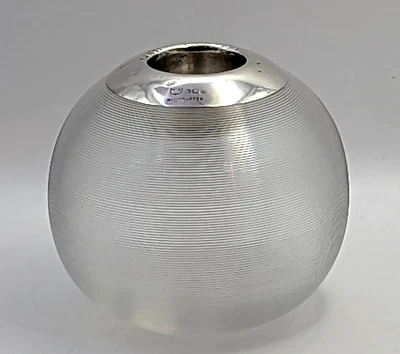 MAPPIN & WEBB 1928 Plata Esterlina y Vidrio Globo Coincidencias Soporte Vesta Foto 1 de 4