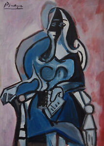 Sale, significantly reduced price, Cubist painting, Woman, signed Pablo Picasso