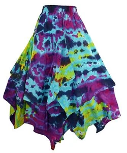 New Fair Trade Tie Dye Pixie Hem Skirt 10 12 14 16 18 20 22 24 26 28 30 Hippy - Picture 1 of 3