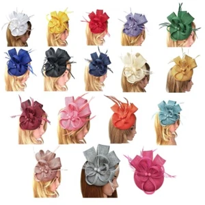 TeaParty Headwear Cocktail Party Feather Hat Female Flower Fascinator Hairpin - Picture 1 of 10