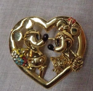 Spilla Vintage Estate Jewelry NAPIER MICKEY & CO. tono oro MINNIE & MICKEY MOUSE 4301-G - Foto 1 di 6