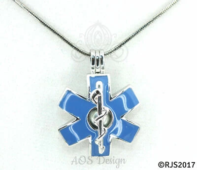 Collar colgante jaula perlas EMT y paramédico regalo - regalo de ley para ella Foto 1 de 4
