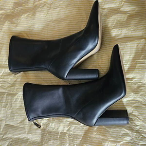 GUESS Black Pointed Toe Block Heel Sock Boots – Size UK 8 / EU 41 – Worn Once - Picture 1 of 9