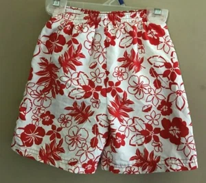 Boy's Unbranded Size 4 - Red & White Floral Swim Trunks Shorts 17" x 4" SL - Picture 1 of 3