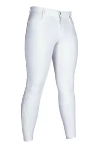 Pantaloni equitazione uomo torneo ginocchiere tessuto SPORTIVI HKM bianco 44-56 - Foto 1 di 1