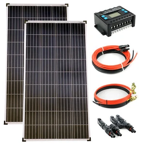 Solar Set 12V 2x140 Watt POLY Solarpanel Solaranlage Garten Camping 20A 0% MwSt - Bild 1 von 8