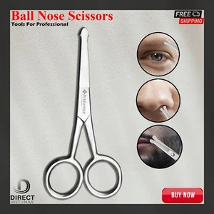 Mustache Nose Ear Beard Hair Remover Scissors Trimmer Safety Tip Stainless Steel - Picture 1 of 5