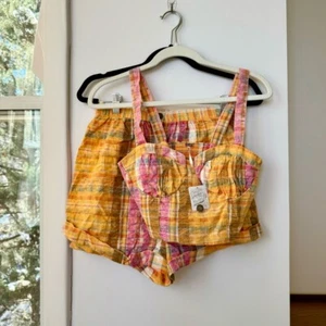 NWT Maggie May Set Two Piece Matching Shorts Set Gingham Plaid Print Pink Size 4 - Picture 1 of 15
