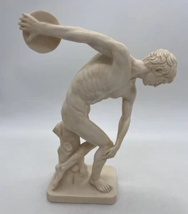 A. SANTINI Discobolus Disc Thrower Sculpture Man Italy Classic Figure 11” - Picture 1 of 9