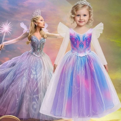 Kids Glinda Dress Cosplay Costume Wicked 2 Halloween Christmas Princess Dresses - image 1 of 4