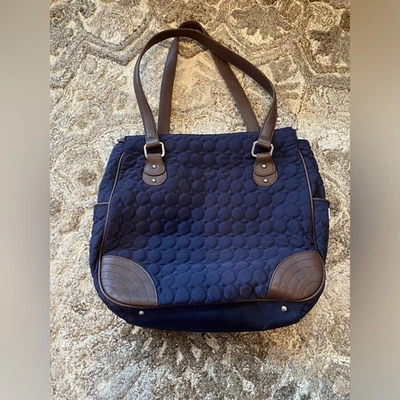 Bolso de Hombro Vera Bradley WILDWOOD PARK LGE Azul Marino Microfibra Cuero Durante la Noche Foto 1 de 4