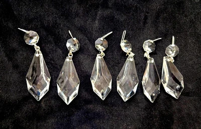 6 piece Set, Vintage 2 " Chandelier Crystal Prisms from Italy, 6 Sided
