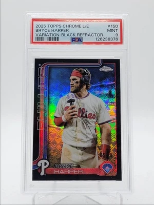BRYCE HARPER 2025 TOPPS CROMO LOGOFRACTOR VARIACIÓN NEGRO/10 PSA 9 Q5189 Foto 1 de 2