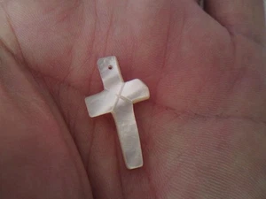 Antique French nacre mother of pearl Bethlehem Jerusalem crucifix cross pendant - Bild 1 von 12