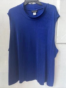 Christiana by Petra 5X Plus Size Knit Indigo Blue Shirt Sleeveless Stretch USA - Picture 1 of 4