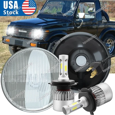 Par de faros LED redondos de 7 pulgadas haz sellado alto-bajo para Suzuki Samurai 1986-1995 Foto 1 de 4