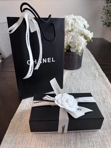CHANEL BLACK EMPTY EYEGLASS SUNGLASSES LEATHER CASE & CHANEL SHOPPING BAG & BOX - Picture 1 of 24