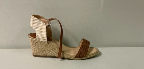 ADIDAS Scarpe sandali donna Cato punta aperta marrone sling back tessuto zeppa tacco intrecciato tg 8