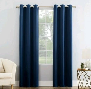Mainstays Grommet Top Blackout Curtain Panel, 1 Panel, Blue, 40" W x 63" L - Picture 1 of 11
