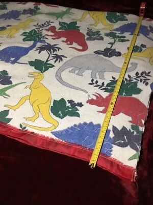 Vintage Unbranded Dinosaur Baby Flannel Receiving Blanket Multicolored 90”x6’ - Image 1 of 4