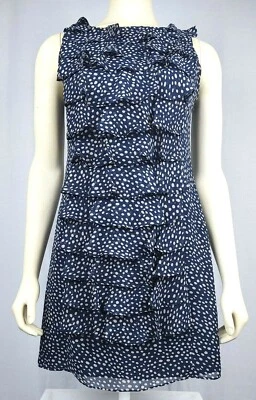 Vestido Adrianna Papell pequeno babado frontal, zíper lateral tamanho 2P azul  - Imagem 1 de 4