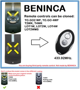 BENINCA T2WK, T4WK Duplicatore Telecomando 2 Canali 433,92MHz. - Foto 1 di 2