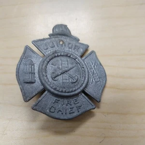 Vintage Junior Fire Chief Pin / Button / Badge (Shield Firefighter Ladder & Hat) - Picture 1 of 3
