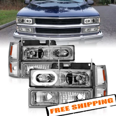 Faros con halo de cristal ANZO con señal y marcadores laterales para 94-99 Chevy C/K1500 Foto 1 de 4
