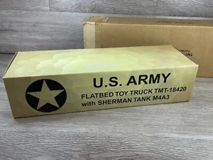 Taylor Made TMT-18420 US ARMY Flatbed Toy truck With Sherman Tank M4A3 1:32 New - Picture 1 of 10