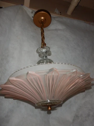 Art Deco Nouveau Mid Century Pink Sunflower Glass Shade Light Fixture Cover